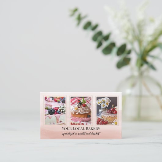 Sweet Bakery Dessert Foto Business Card Visitenkarte (Stehend Vorderseite)