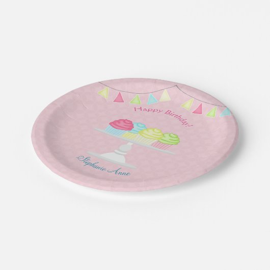 Sweet Ballerina Cupcake Celebration Pappteller (Schrägansicht)