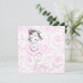 Sweet Ballerina Pink Toile Baby Dusche Einladung (Stehend Vorderseite)