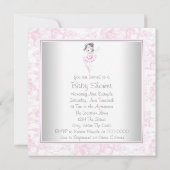 Sweet Ballerina Pink Toile Baby Dusche Einladung (Rückseite)