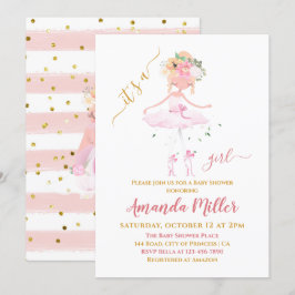 Sweet Ballet Girl Illustration Baby Shower Einladung