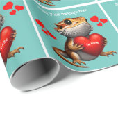 Sweet Bartded Dragon Green Valentine Geschenkpapier (Rolleneckpunkt)
