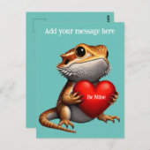Sweet Bartded Dragon Green Valentine Postkarte (Vorne/Hinten)