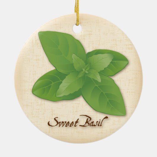 Sweet Basil Herb Keramikornament (Hinten)