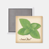 Sweet Basil Herb Magnet (Vorderseite/Rückseite)