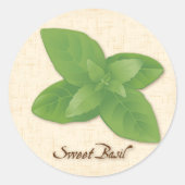 Sweet Basil Herb Runder Aufkleber (Vorderseite)