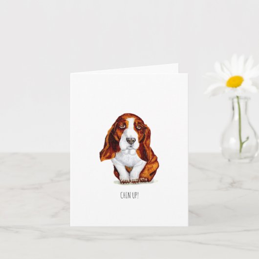 Sweet Basset Hound Chin Up Karte (Kleine Pflanze)