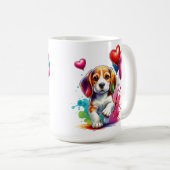 Sweet Beagle Pup Valentine Kaffeetasse (VorderseiteRechts)