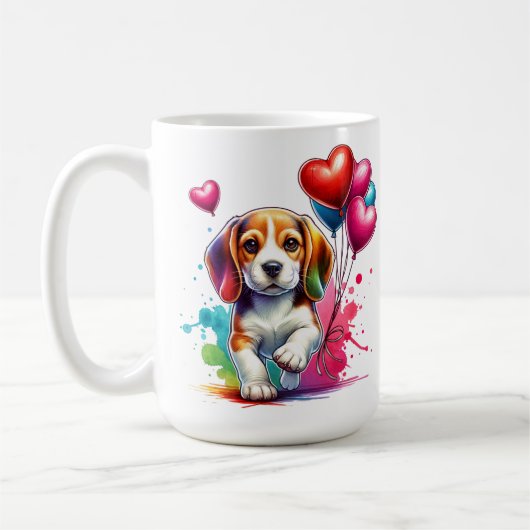 Sweet Beagle Pup Valentine Kaffeetasse (Links)