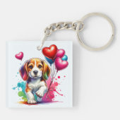 Sweet Beagle Pup Valentine Schlüsselanhänger (Rückseite)