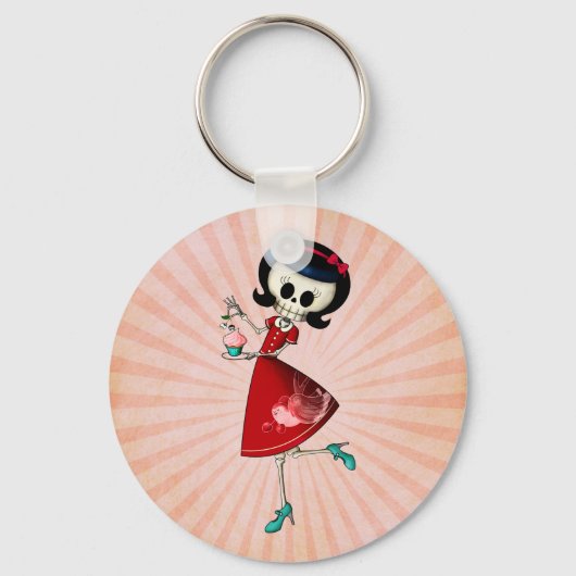 Sweet & Beängstigend Skeleton Girl Schlüsselanhänger (Vorderseite)