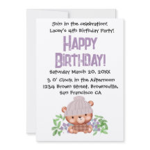 Sweet Beanie Bear Geburtstag Einladung für Kinder