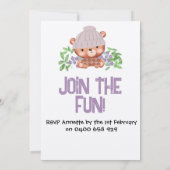 Sweet Beanie Bear Geburtstag Einladung für Kinder (Rückseite)