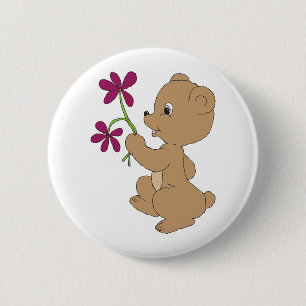 Sweet Bear Art Drawn Baby Brown Bären Art Button