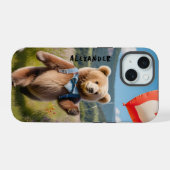 Sweet Bear Holding Herz-Shaped Ballon iPhone 15 Hülle (Rückseite (Horizontal))