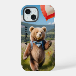 Sweet Bear Holding Herz-Shaped Ballon iPhone 15 Hülle