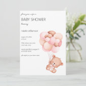 Sweet Bear mit Balloons Baby Dusche Einladung (Stehend Vorderseite)