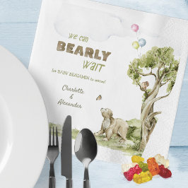 Sweet Bearly Wait Bear Watercolor Babydusche Serviette