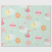 Sweet Bears Balloons Baby Girl Geschenkpapier (Flach)