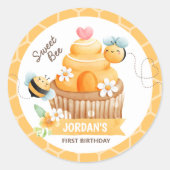 Sweet Bee Birthday Classic Round Sticker (Vorderseite)