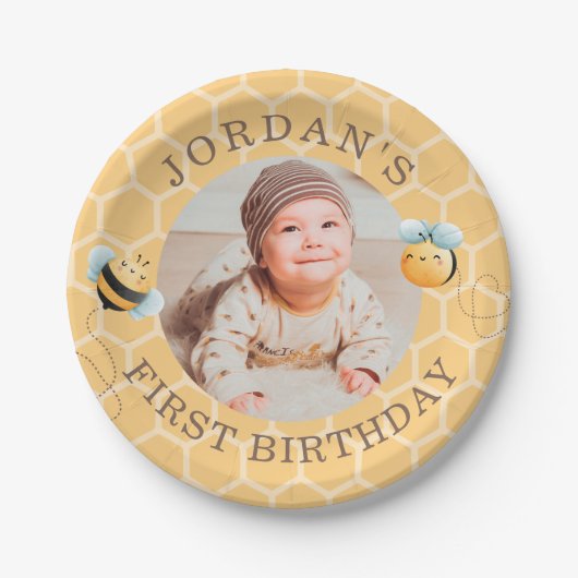 Sweet Bee Birthday Pappteller (Vorderseite)