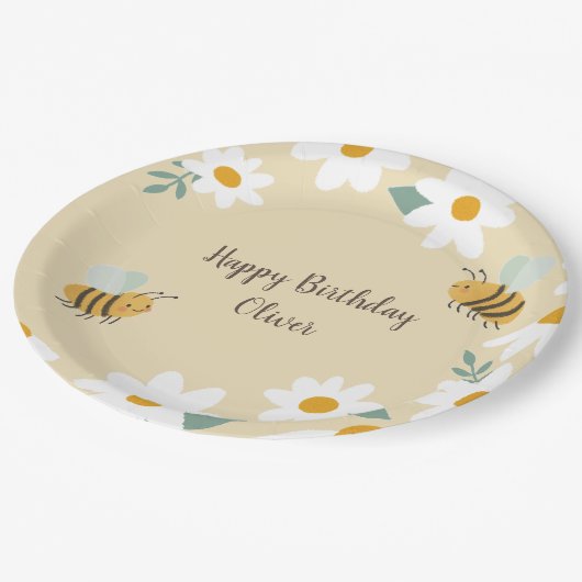 Sweet Bee Birthday Pappteller (Schrägansicht)