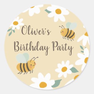 Sweet Bee Birthday Runder Aufkleber