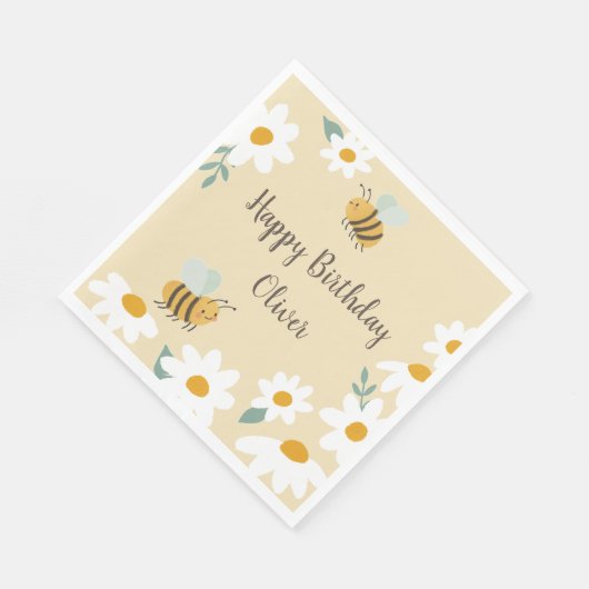 Sweet Bee Birthday Serviette (Ecke)