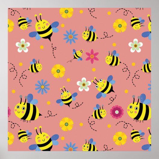 Sweet Bee Blossom Garden Poster (Vorne)