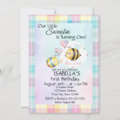 Sweet Bee First Birthday Personalized Invite (Vorderseite)