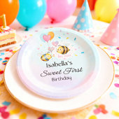 Sweet Bee First Birthday Personalized  Pappteller