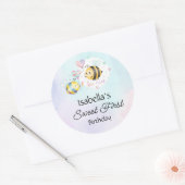 Sweet Bee First Birthday Personalized  Runder Aufkleber (Umschlag)