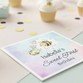 Sweet Bee First Birthday Personalized Serviette