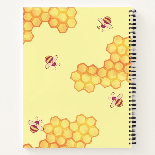Sweet Bee Honeycomb Custom Sketchbook Notizblock (Rückseite)