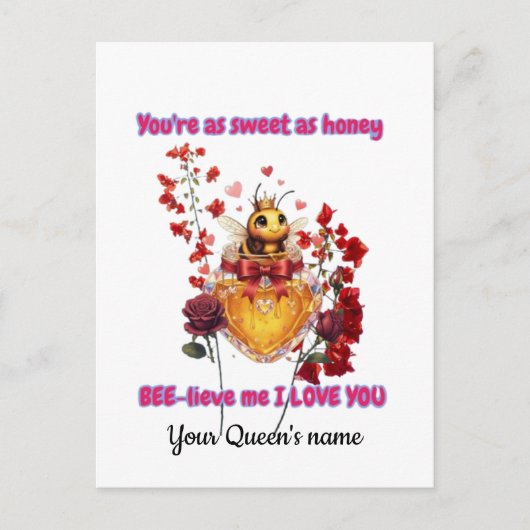 Sweet BEE mine-BEE lieve me i love you Postkarte (Vorderseite)