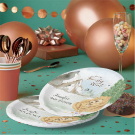 Sweet Beige Mountain Watercolor Bear Hug Pappteller