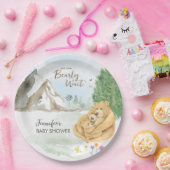 Sweet Beige Mountain Watercolor Bear Hug Pappteller (Party)