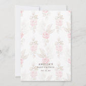 Sweet Beige Wasserfarbe Teddy Bär Pink Flora Dankeskarte (Rückseite)