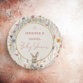 Sweet Beige Wildblume Bunny Baby Dusche Pappteller