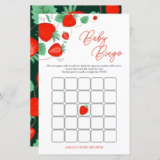 Sweet Berry Baby Shower Bingo Game (Vorne/Hinten)