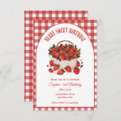 Sweet Berry Birthday Strawberry Party Einladung (Vorne/Hinten)