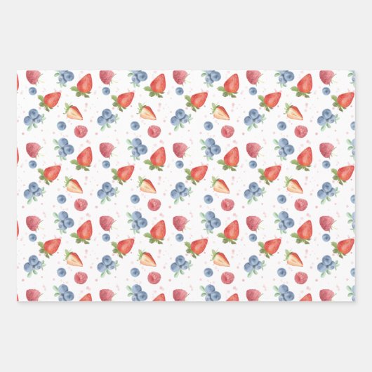 Sweet Berry Birthday Wrapping Paper Sheets Geschenkpapier Set (Vorderseite)