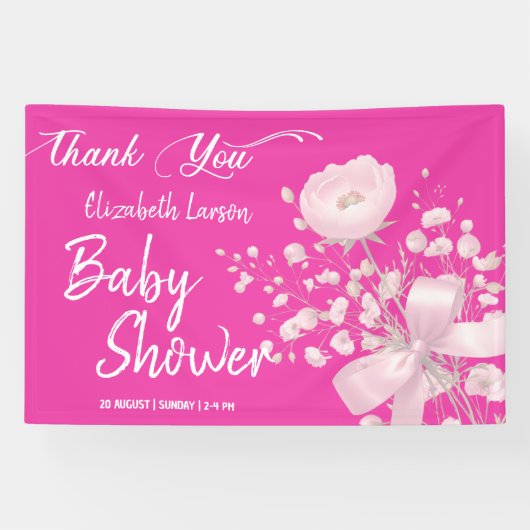 Sweet Berry Color Wild Blume Baby Shower Banner (Horizontal)