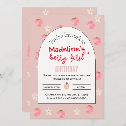 Sweet Berry Einladung zum Geburtstag (Vorne/Hinten)