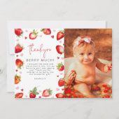 Sweet Berry First Birthday Foto Party Dankeskarte (Vorderseite)