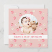 Sweet Berry First Geburtstag Dankeskarte (Rückseite)