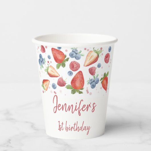Sweet Berry First Geburtstag Pappbecher (Vorderseite)