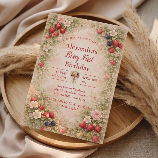 Sweet Berry Garden 1st Birthday Einladung