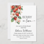 Sweet Berry in Love Strawberry Bridal Shower Einladung (Vorderseite)