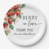 Sweet Berry in Love Strawberry Bridal Shower Pappteller (Vorderseite)